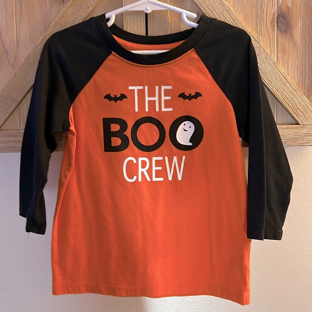 ⭐️3/$15 (5T) Halloween Boo Crew Ghost Black & Orange UNISEX boy or girl Tee